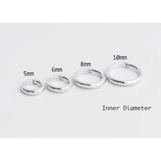 Piercingroom by Jay Plain Huggie Hoop (White Gold Plated) เงินแท้ (ราคาต่อชิ้น)