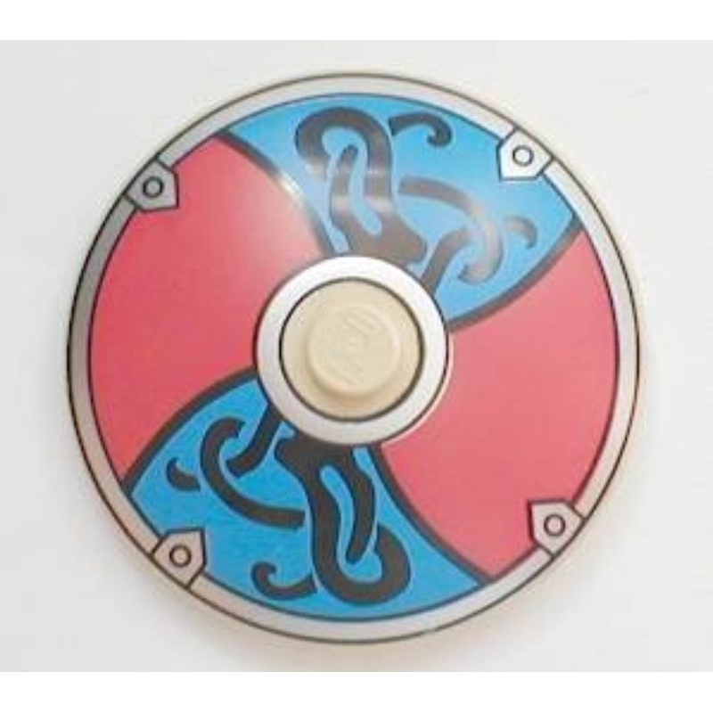 Part Lego 3960pb016 Dish 4 x 4 Inverted (Radar) with Solid Stud with Viking Shield Red/Blue with Bla