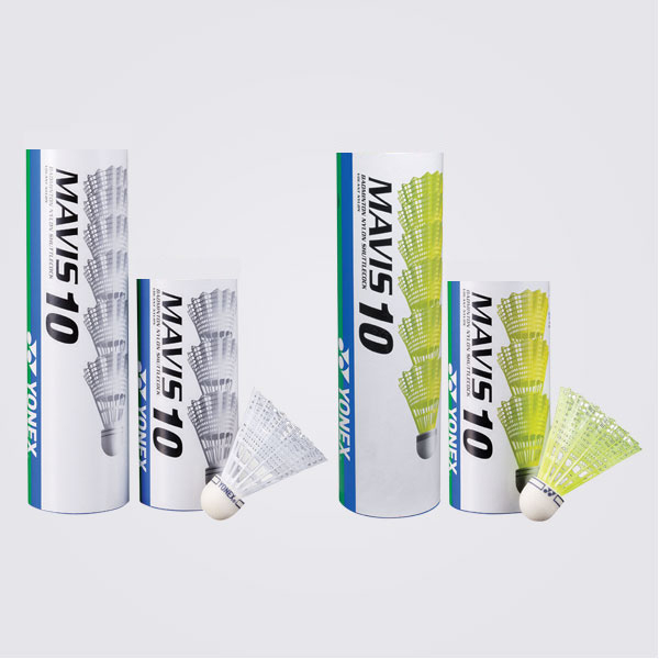 ..ลูกแบตมินตันp yonex รุ่น พลาสติก mavis 10 (สีขาว w/b, w/g, เหลือง y/b, y/g) 3ลูก,6ลูก k+n 53-05 p.