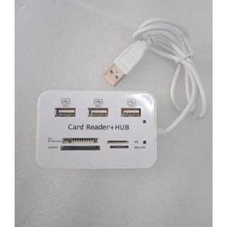 USB HUB 3 PROT +การ์ดรีดเดอร์ ตัวอ่านการ์ด ตัวแยกช่องเสียบยูเอสบี 3 ช่อง ตัวขยายช่องยูเอสบีคอม สายยาว 60 cm สามารถใช้ได้