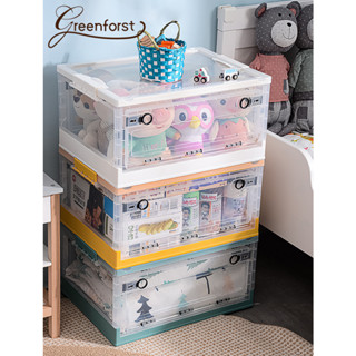 Greenforst กล่องเก็บของ กล่องพลาสติกพับได้พร้อมฝาปิด มีล้อ กล่องเก็บของอเนกประสงค์ รุ่น 2427