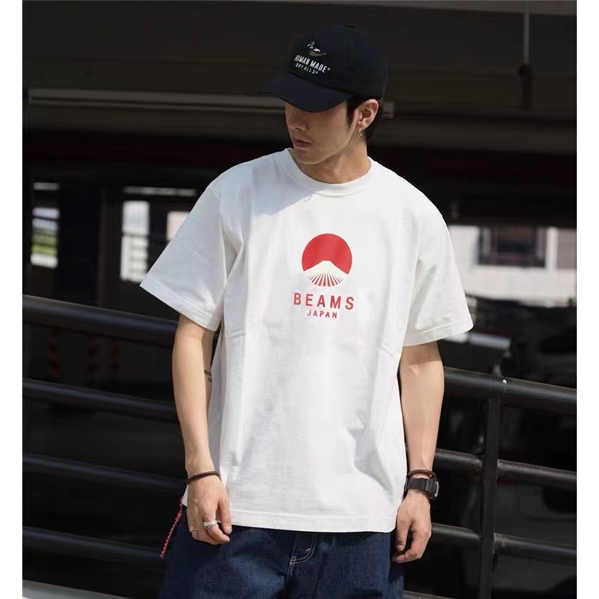 BEAMS JAPAN 22SS Mount Fuji ox Year limited T-shirt men and women loose couple round neck short sleeves