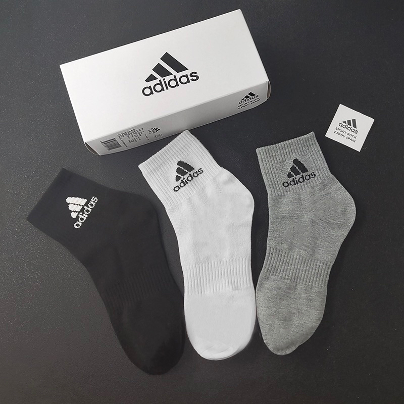 (1กล่องมี 5 คู่ ） Adidasถุงเท้าข้อสั้น/ข้อกลาง สำหรับออกกำลัง กีฬา วิ่ง ใส่ได้ทั้งชายและหญิ