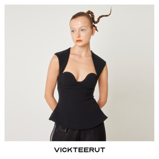 VICKTEERUT Cap Sleeve Bustier Blouse เสื้อบุสทิเยร์แขนล้ำ