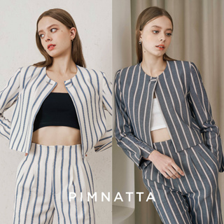 Pimnatta Zoey Blazer (สินค้าพร้อมส่ง🛒) เบลเซอร์ทรงครอปลายทางแบรนด์IG ตัดเย็บโดยช่างสูท ให้ลุคเรียบหรู Smart Casual สุดๆ