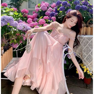 🌸Elle’ Soft Pink Dress เดรสชมพูพริ้วระบาย ใส่ออกงานน่ารักมากๆ