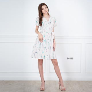 AMILA Dress AM-D1033 พีชสกิน แขนสั้น IGPU22-9