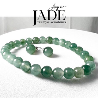 เซตต่างหูหยกพม่า+กำไลข้อมือหยก Jadeite Type A  ขนาด7.8มิล นำเข้าจากเหมืองโมก๊ก ประเทศพม่า นำพาความโชคดี มั่งคั่ง ร่ำรวย