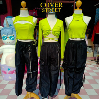 🔥coverstreet💘พร้อมส่งจากไทย ชุดเสื้อ+กางเกงเต้นสีเขียว สำหรับสายเต้นcover เต้นสตรีท เต้นเกาหลี เต้นblackpink