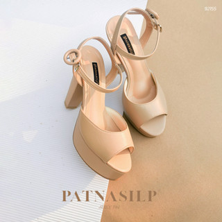 𝐏𝐀𝐓𝐍𝐀𝐒𝐈𝐋𝐏 รองเท้าส้นสูง 3.7 นิ้ว เสริมหน้า เปิดหัว สีนู้ด l …