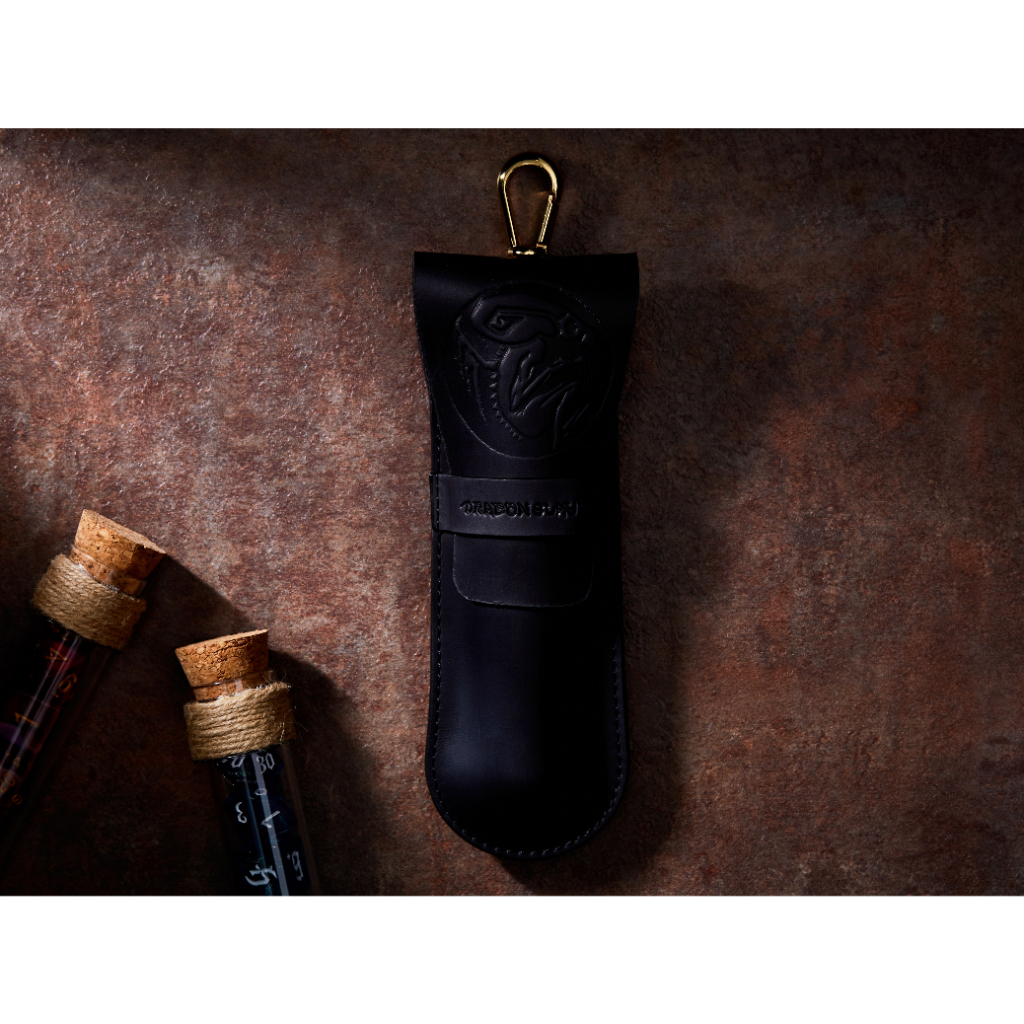 Cthulhu RPG Double Potion Bag | Small Dice Bag | Black Leather Bag With Dice Potion Flask Set | Dice