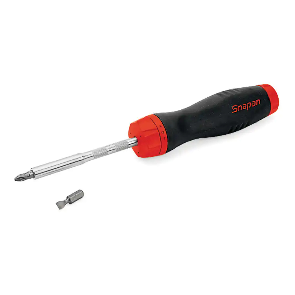 SNAP-ON NO.SGDMRC44B Screwdriver Ratcheting Soft Grip Standard Red Factory Gear By Gear Garage