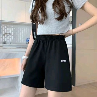 EDM กางเกงขาสั้นลำหรับสตรีขากว้งเอวสูงขากว้างทรงหลวมขนาดพลัส…