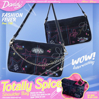 DADDY | Totally Spice! Shoulder Bag กระเป๋ายีนส์ปักสะพายใหล่  สีน้ำเงินเข้ม