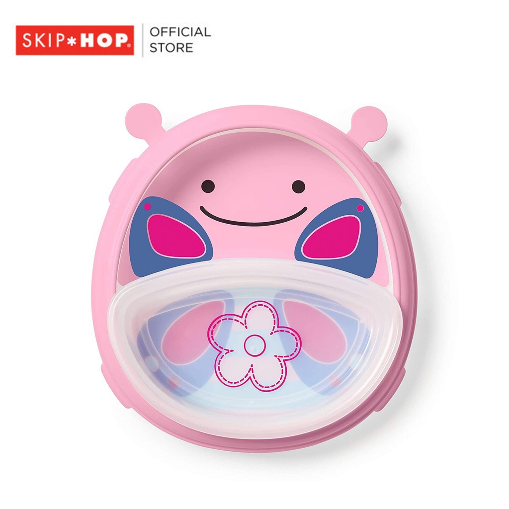 Skip Hop Zoo Smart Serve Plate & Bowl ชุดจานชาม สำหรับเด็ก พร้อมอุปกรณ์ 3 ชิ้น สามารถประกอบและถอดแยกชิ้นได้