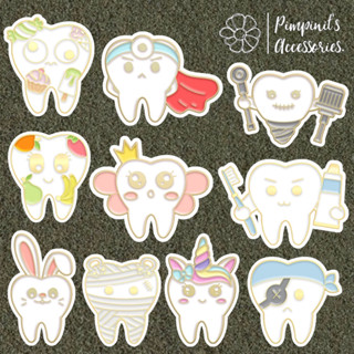 🇹🇭 พร้อมส่ง : 🦷 เข็มกลัดเซ็ทฟันแบบต่างๆ | Teeth Enamel Brooch Pin Set.