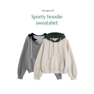 Sporty hoodie sweatshirt ใส่โค้ด SAYASEP1 ลด 100.-  ขั้นต่ำ 500.-