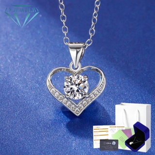 LY JEWELRYจี้พร้อมสร้อยคอเงินแท้ S999 ฝังเพชรโมอีส 1 กะรัต D-VVS1 : D1012