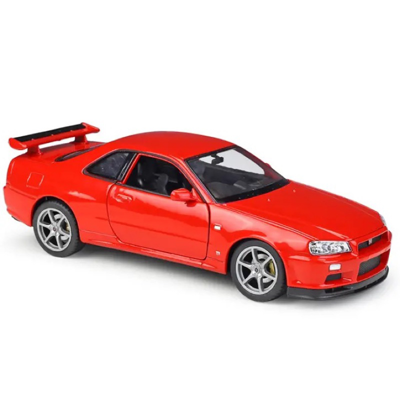 รถโมเดลเหล็กNissan skyline GT-R (R34) Wellyแท้ สเกล1:24 รายละเอียดสวยทั้งภายนอกและภายในเป็นงานโมเดล