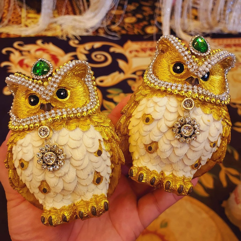 ตัวใหญ่ 5 นิ้ว นกฮูกถวายพระแม่ลักษมี สีทอง ราคาต่อตัว