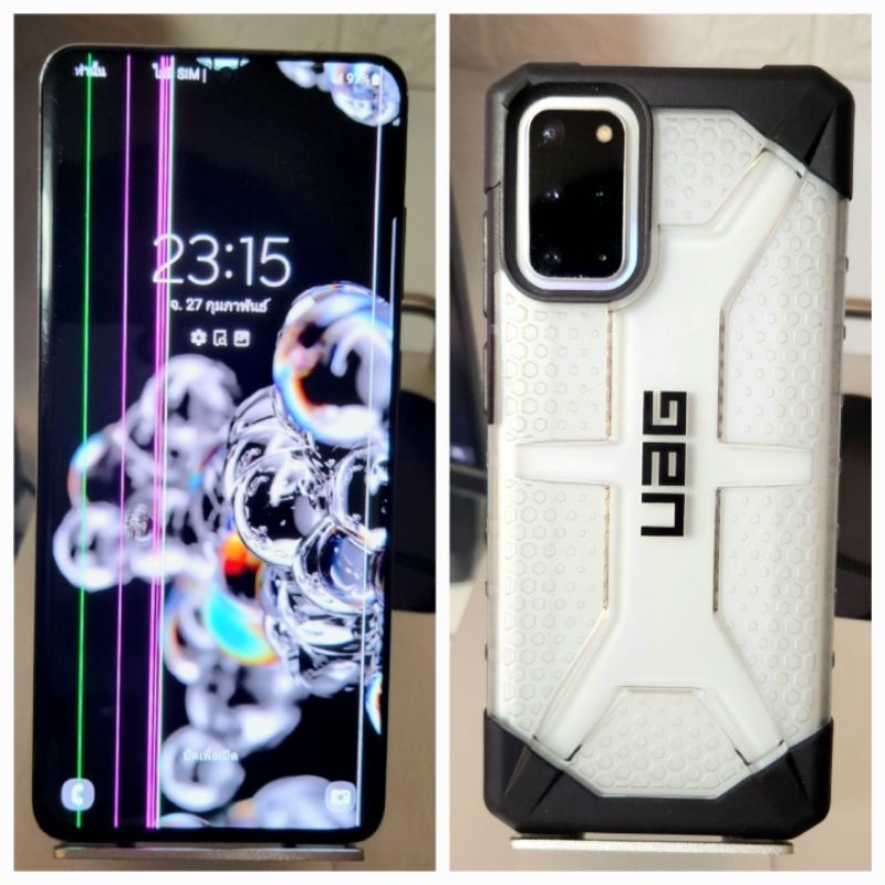 S20 plus 128gb[มือสองมีตำหนิจอเป็นเส้น] ใช้งานได้ปกติ