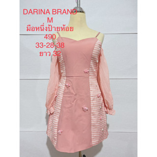 เดรสสั้น สีชมพู พีช DARINA BRAND SIZE M มือหนึ่งป้ายห้อย