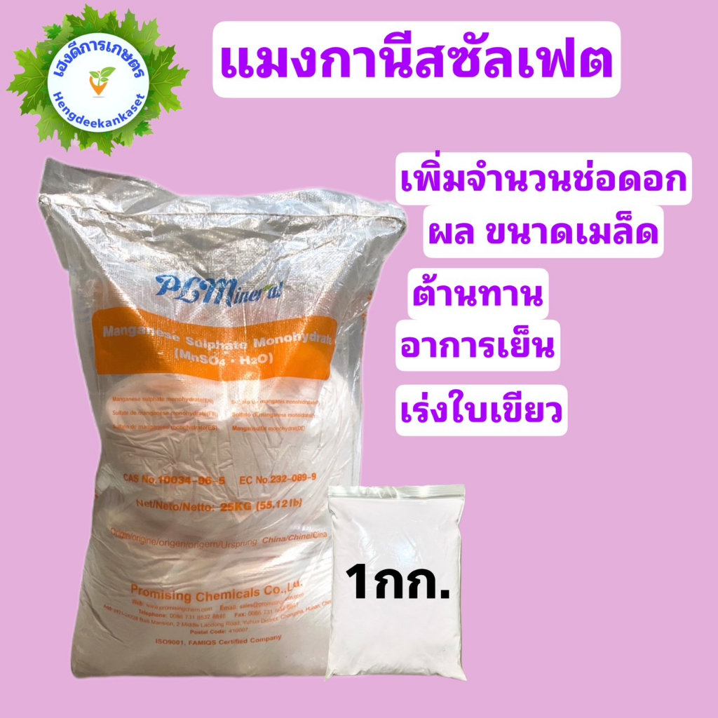 แมงกานีสซัลเฟต 32%  Manganese Sulfate Monohydrate สังเคาระห์แสง บำรุงใบ บรรจุ 1 กิโลกรัม ราคา ถูกที่สุด ดีลบีเคเค