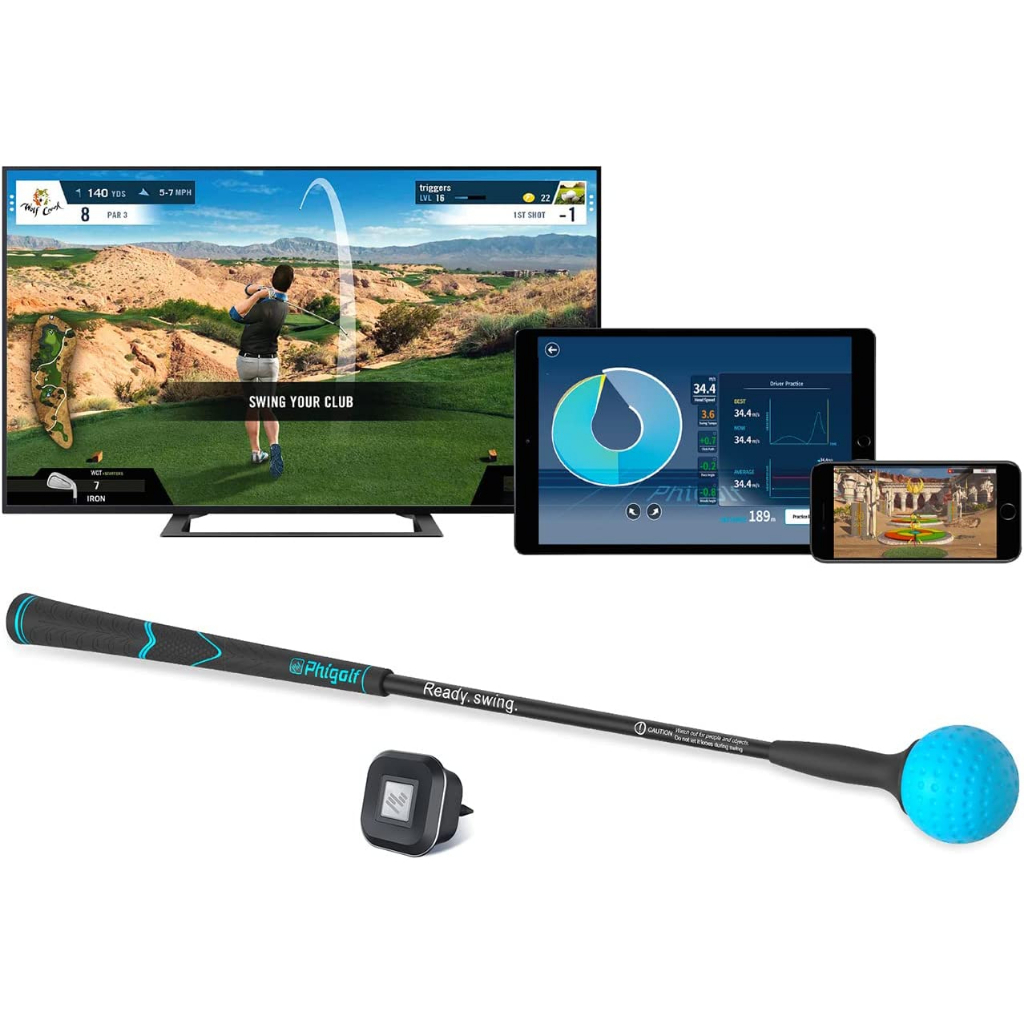 PHIGOLF Phigolf2 Golf Simulator พร้อม Swing Stick สำหรับการใช้งานในร่มและกลางแจ้ง, Golf Swing Trainer พร้อม Motion Senso