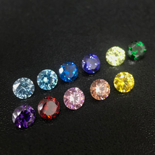 [พร้อมส่ง]5A Color CZ Roundทรงกลม 5มิล เพชรสังเคราะห์พลอยเลียนแบบธรรมชาติ เพชรเทียม  มีหลายสี:สีแชมเปญ/สีชมพู/ฟ้า/เขียว