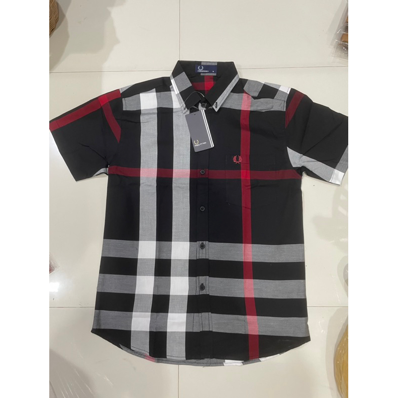 Fredperryงานสีดำงานเข้าใหม่ผ้าcottonอย่างดีมีกระเป๋าอก