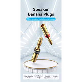 Vention 2Banana Plug Connector Gold Plated Head Terminals Speaker Adapter Audio Video(1แพ็คมี2ชิ้น ขาว1 ดำ1)(BFDJ0-2)