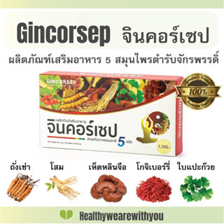 Gincorsep จินคอร์เซป สารสกัดถั่งเช่า โสม เห็ดหลินจือ โกจิเบอร์รี่ และใบแปะก๊วย - 30 เม็ด (1 กล่อง) Ts7m