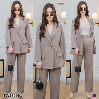 TW18090 Set 2ชิ้น #สาวอวบ Blazer แขนยาว