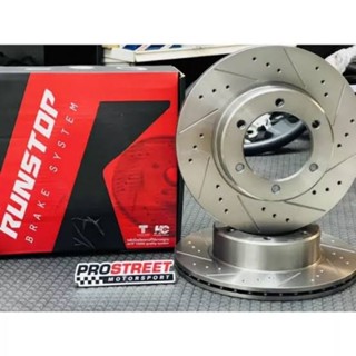 จานเบรคขนาดเดิม RUNSTOP ตรงรุ่น PAJERO SPORT / MONTTERO 2016 คู่หน้า ลาย STD &amp; SLOT  ขนาด 320mm.