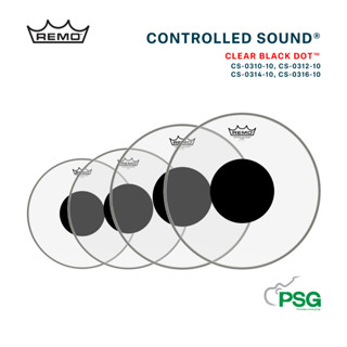 REMO USA. CONTROLLED SOUND® CLEAR BLACK DOT™ DRUMHEAD - TOP BLACK DOT ขนาด 10”-16"