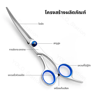🚚พร้อมส่ง🚚6 นิ้ว กรรไกรตัดขนสุนัขขนแมว กรรไกรโค้งขนหมา ตัดขนสัตว์ แบบโค้งลงโค้งขึ้น จับถนัดมือ มีความคม