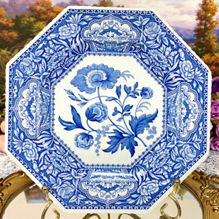 Spode Blue Room Floral Octagonal Plate จาน 9.5 นิ้ว