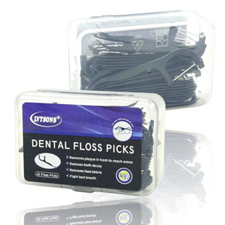 Lvtsons dental floss picks ไหมขัดขัดแคะทำความสะอาดซอกฟันชาโคล