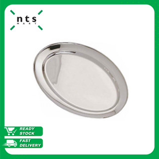 PRO CHEF OVAL PLATE จานสแตนเลสทรงรี ขอบม้วน PRC1-TB-PST-II A 0.7