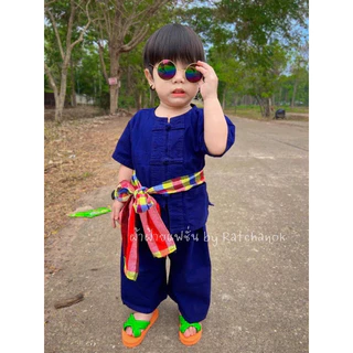 💫ชุดหม้อฮ่อมพร้อมผ้าขาวม้า💫ของฝากจากชาวเมืองแพร่ ใส่ได้ทั้ง 👧🏻🧒🏼