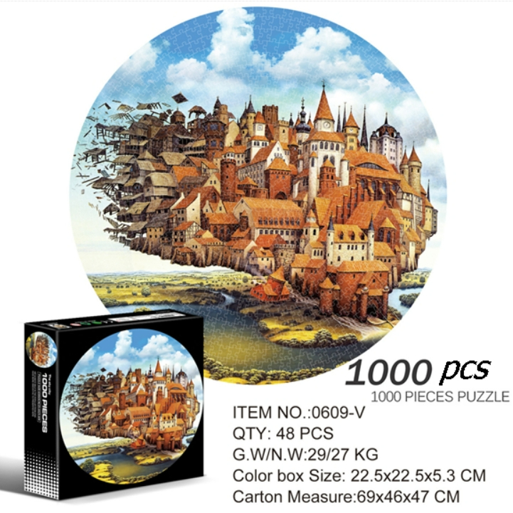 (พร้อมส่ง) จิ๊กซอว์วงกลม 1000 ชิ้น (Round Puzzle)  กระดาษหนา ขนาดต่อเสร็จ65x65cm Jigsaw Puzzle สำหรับวัยรุ่นและผู้ใหญ่