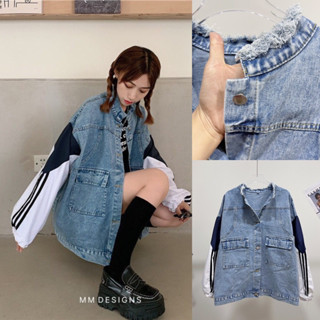 🌈🌿🌸🌼🌺💙🇰🇷 Jeans Patch Long Sleeve Jacket