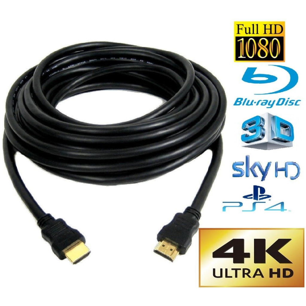 HDMI สาย HDMI สายยางต่อภาพเสียงทีวี ยาว 10m 15m 20เมตร 30m v1.4 (Black)