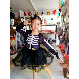 เดรสผี Bone Ballerina ชุดผี ผีโครงกระดูก ชุดโครงกระดูก ชุดแฟนซีผี สำหรับเด็ก Skeleton Dress Halloween Costume for Kid