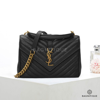 NEW YSL COLLEGE MEDIUM BLACK CHEVRON GHW