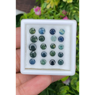 พลอย เขียวส่อง - ไพลิน (ฺBlue - Green Sapphire) 20 เม็ด (Pcs.) 9.52 กะรัต (Cts.)