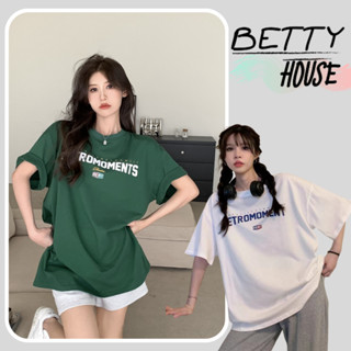 Betty House🎀เสื้อยืดหลวม🍒 เสื้อยืดผู้หญิง เสื้อโอเวอร์ไซส์  ผ้านิ่ม ใส่สบาย  2 สี🌟พร้อมส่ง 💥พร้อมส่งจากกทม มาถึงใน 3-5 วัน