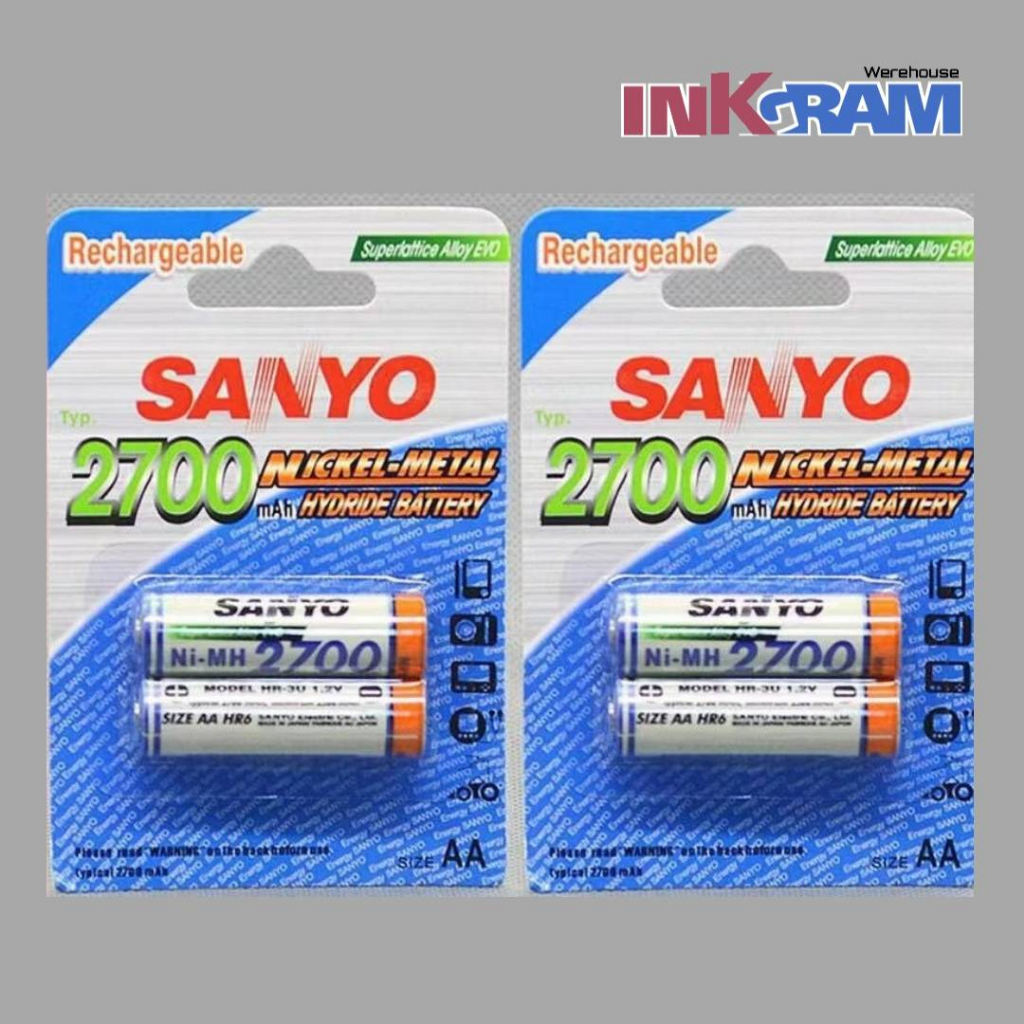 Sanyo ถ่านชาร์จ AA 2700 mAh NIMH Rechargeable Battery 4 ก้อน