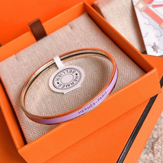 HERMES UNI BANGLE EXTRA-NARROW BANGLE IN ENAMEL WITH ROSEGOLD-PLATED HARDWARE กำไลข้อมือวง แบรนด์แอร์เมส