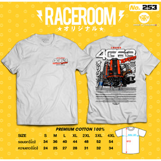 RACEROOM เสื้อยืดคอกลม สีขาว ไม่ย้วย Cotton100 Mitsubishi-253